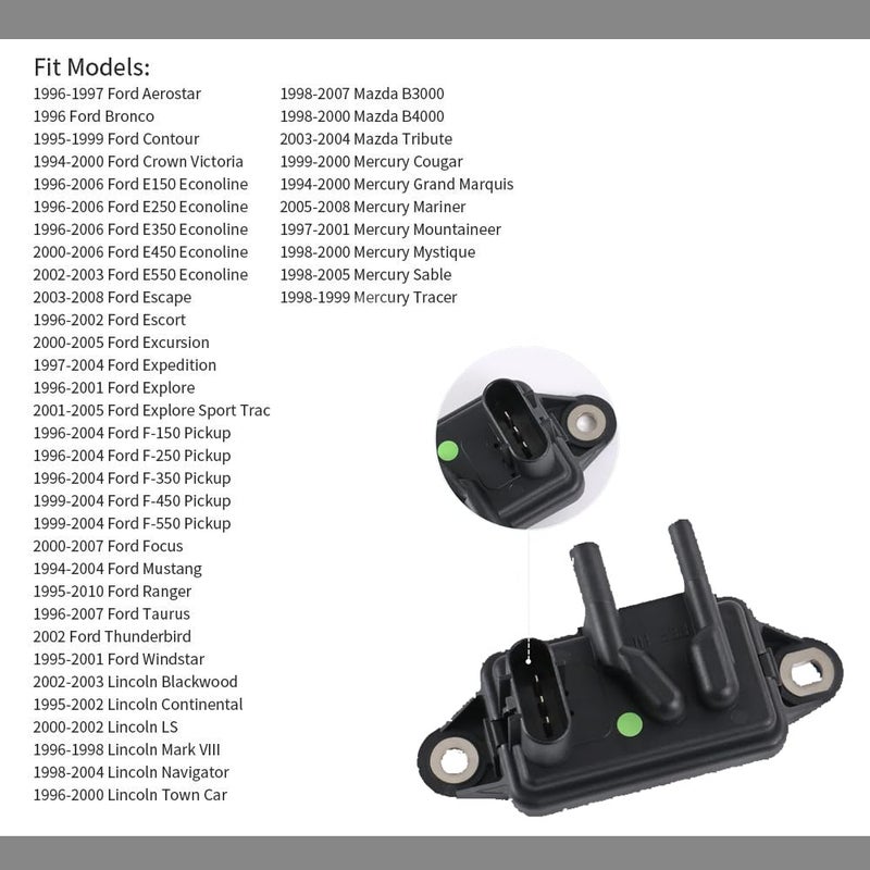 Jtron EGR Valve Pressure Feedback Sensor Compatible for Ford Lincoln Mazda Mercury Replaces DPFE15 EPS4 F77Z9J460AB - Image 5
